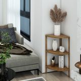 Zümrüt Atlantik Çam 3 Raflı Üçgen Ahşap Köşe Sehpası / Yan Sehpa / Çok Amaçlı Dekoratif Raf