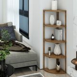 Zümrüt Atlantik Çam 5 Raflı Üçgen Ahşap Köşe Sehpası / Yan Sehpa / Çok Amaçlı Dekoratif Raf