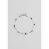 Zümrüt Esintisi 18 Ayar Beyaz Altın Kaplama 19 Cm Gümüş Minimal Bileklik