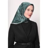 Zümrüt Soyut Etnik Desen Twill İpek Eşarp