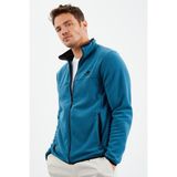 Zümrüt Yazı Nakışlı Dik Yaka Fermuarlı Standart Kalıp Erkek Sweatshirt Polar - 87992 | XL