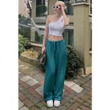 Zümrüt Yeşili Krinkıl Kumaş Basic Kadın Plaj Pantolon MG1778