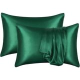 Zümrüt Yeşili renkli % 100 Saf Ipek Yastık Kılıfı - 50 X 70