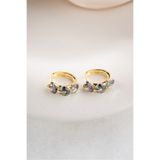 Zundesilver Mistik Topaz Taşlı Gold Renk 15 mm Halka Küpe