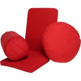 Zunkla Meditasyon Sandalyesi + Meditasyon Minderi + Yoga Bolster Minderi 3'lü Set Duck Kumaş - Kırmızı