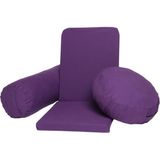 Zunkla Meditasyon Sandalyesi + Meditasyon Minderi + Yoga Bolster Minderi 3'lü Set Duck Kumaş - Mor