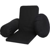 Zunkla Meditasyon Sandalyesi + Meditasyon Minderi + Yoga Bolster Minderi 3'lü Set Duck Kumaş - Siyah