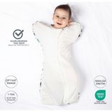 Zuppers Uluslararası Tog Testli - 1 Tog - Bebek Kundak Uyku Tulumu - Kelebek Model - Yenidoğan - Çift Katlı - Leaf - Ekru - 3 - 6 Ay