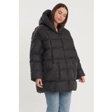 ZUQA STORE Kadın Kapşonlu Oversize Siyah Şişme Mont