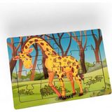 Zürafa 16 Parça Eğitici Öğretici Ahşap Çocuk Puzzle Yapboz Bebek Çocuk Oyuncak