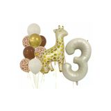 Zürafa 3 Yaş Balon Folyo Set Konsept Doğum Günü Set Yaş Balon Set
