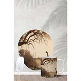 Zürafa Desenli Bilek Destekli Mouse Pad Kupa Seti - Renkli