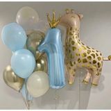Zürafa Folyo Balonlu Blue Crown Balon Doğum Günü Parti Seti Süsü