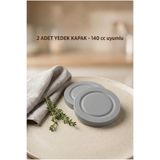 ZURİ DESİGN 2 Adet Yedek Kapak 140 cc Uyumlu Kavanoz Kapağı Gri | Gümüş Gri Kapak