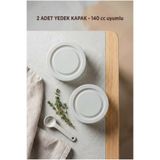 ZURİ DESİGN 2 Adet Yedek Kapak 140 cc Uyumlu Kavanoz Kapağı Kırık Beyaz | Kırık Beyaz Kapak