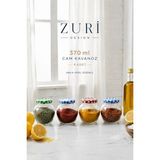 Zuri Design 4’lü Cam Baharatlık Seti – Renkli Kapaklı Yuvarlak Kavanoz Takımı 370 ml - Çok Renkli