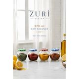 ZURİ DESİGN 4’lü Cam Baharatlık Seti – Renkli Kapaklı Yuvarlak Kavanoz Takımı 370 ml