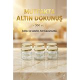 Zuri Design 6’lı Cam Kavanoz Kase Seti Metal Kapaklı Sağlam Dayanıklı Saklama Kabı 300 ml - Altın