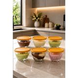 Zuri Design 6’lı Puding Kasesi Seti Sarı Kapaklı Cam Tatlı ve Muhallebi Kasesi 280 cc - 6 adet