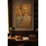 ZURİ DESİGN Atatürk Tablosu Çerçeve Görünümlü MDF Duvar Tablosu Karakalem ve Pastel Portre Koleksiyonu