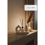Zuri Design Bohem Beton Vazo ve Vanilya Çubuklu Oda Kokusu Dekoratif Tepsi Seti - 3'lü Set - Beyaz