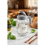 Zuri Design Cam Sürahi Kapaklı ve Akıtma Uçlu Kulplu Şeffaf Cam Sürahi Gri 850 cc - 850 ml