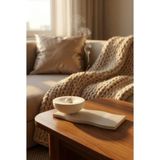 Zuri Design Modern Beton Tütsülük Set Dalgalı Altlıklı - Beyaz Minimalist Çubuk Tütsü Tutucu