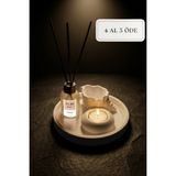Zuri Design Vanilya 50 ml Cam Şişe Oda Kokusu Mum ve Altlıklı Dekoratif Set - Sunum Tepsisi Seti - Beyaz