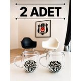 Zürih Collection 2 Adet Beşiktaş Taraftar Kupası- Hediyelik Taraftar Kupa- Çift Cidarlı Cam Kupa - Çay Kupası Kahve Kupası
