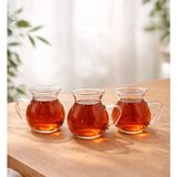 Zürih Collection 3 Parça Keyfi Ala Kulplu Tombul Çay Bardağı Borosilikat Cam - 3 Adet - 200 ml