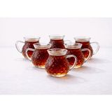 Zürih Collection 6 Parça Keyfi Ala Kulplu Damla Çay Bardağı Borosilikat Cam 200 ml - 6 Adet