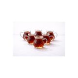 ZÜRİH COLLECTİON 6 Parça Keyfi Ala Kulplu Damla Model Tombul Çay Bardağı Borosilikat Cam 200 ml
