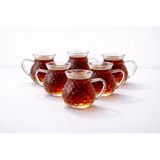 Zürih Collection 6 Parça Keyfi Ala Kulplu Damla Model Tombul Çay Bardağı Borosilikat Cam - 6 Adet - 200 ml