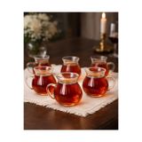 ZÜRİH COLLECTİON 6 Parça Keyfi Ala Kulplu Pinterest Model Tombul Çay Bardağı Borosilikat Cam 200 ml