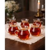 Zürih Collection 6 Parça Keyfi Ala Kulplu Pinterest Model Tombul Çay Bardağı Borosilikat Cam - Şeffaf - 200 ml