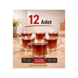 ZÜRİH COLLECTİON ÇİZGİLİ DESENLİ ÇAY FİNCANI-KUPA-SU BARDAĞI 2 KUTU 12 ADET