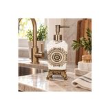 ZÜRİH COLLECTİON Dekoratif Seramik Sıvı Sabunluk Gold Ayaklı Pompalı Banyo Mutfak Sabunluğu - Fransız Rokoko Altın Motif 470ML