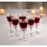 Zürih Collection Desenli Ayaklı Kahve Yanı Bardak-Mini Kadeh-Meşrubat Bardağı 6 Adet Mini Şarap Kadehi - 110 ml