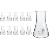 Zürih Ticaret Cam Erlen 250 mL - Erlenmeyer Flask - Geniş Boyunlu Isıya Dayanıklı - 10 Adetlik Toptan Set