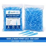 Zürih Ticaret Otomatik Pipet Ucu 1000 ul Mavi - 500 Adetlik Paket - Non Steril - Kimyasal Dayanıklılığı Yüksek