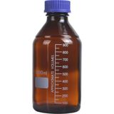 Zürih Ticaret ZURIHLAB Amber Cam Şişe 1000 mL - Vida Kapaklı Boş Numune Şişesi - Otoklav Şişe