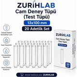 ZURIHLAB Cam Deney Tüpü 13x100 mm - Test Tüpü - 20 Adetlik Set