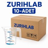 ZURIHLAB Kulplu Plastik Beher Ölçü Kabı 500 mL - 10'lu Set | 10 Adetlik Set, Toptan Paket, Ölçüm Kabı