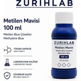 ZURIHLAB Metilen Mavisi 100 ml (Sıvı Form) - Methylene Blue 100 ml / HDPE Plastik Şişe - Yüksek Kaliteli