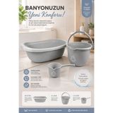 Zuu Baby 3’lü Bebek Banyo Seti - Bebek Küveti - Kova- Maşrapa - D3 GRİ