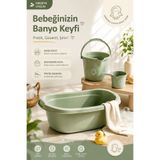 Zuu Baby 3’lü Bebek Banyo Seti - Bebek Yıkama Küveti - Su Kovası - Maşrapa - D3-YEŞİL