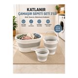 Zuu Baby 3'lü Temizlik Seti Middle - Katlanır Sele Çamaşır Sepeti - Katlanabilir Su Kovası - Koçero Maşrapa