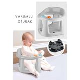 Zuu Baby Bebek Banyo Oturağı - Vakum Tabanlı Bebek Mama Oturağı - Bel Destekli Vakumlu Mama Gri