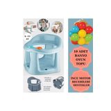 Zuu Baby Bebek Banyo Oturağı - Vakum Tabanlı Bebek Mama Oturağı - Bel Destekli Vakumlu Mama, Mavi 10 Top