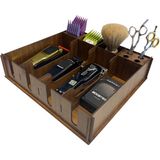 Zuu Bags Ahşap 4 Bölmeli Profesyonel Kuaför Berber Malzeme Organizeri Şık Görünüm